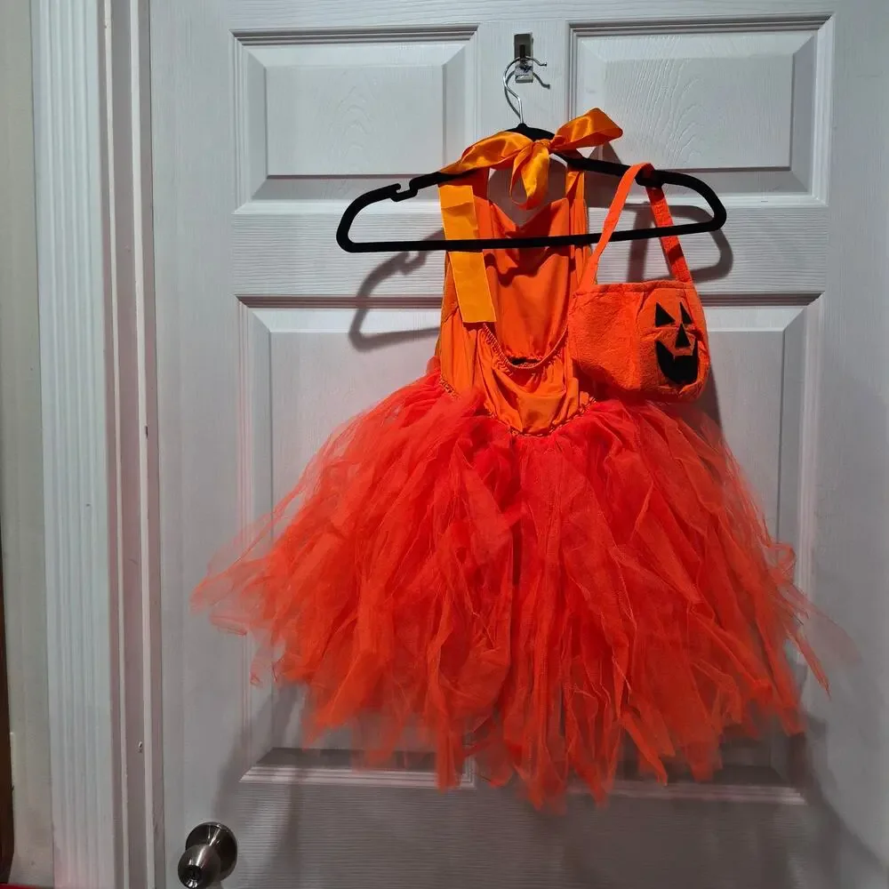 NEW Girls Halloween Pumpkin Dress Costume Tutu Cosplay Fancy Princess sz 4-5 yrs